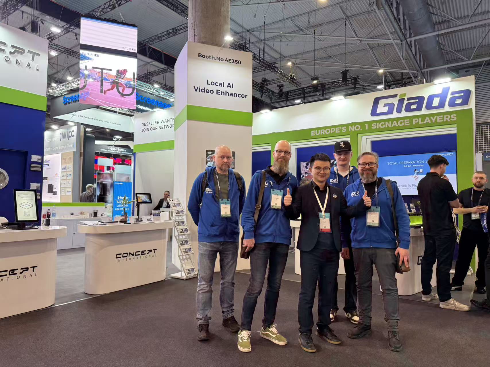 Giada Booth 4E350 at ISE 2026 showing digital signage players and Pro AV solutions